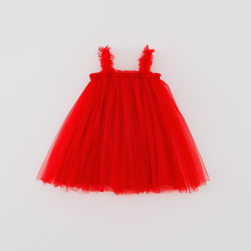 Mädchen Tüll Twirl Kleid mit Rüschen-Trägern Drune