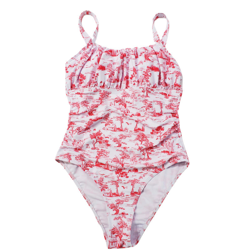Damen einteiliger Badeanzug mit floralem Muster Drune