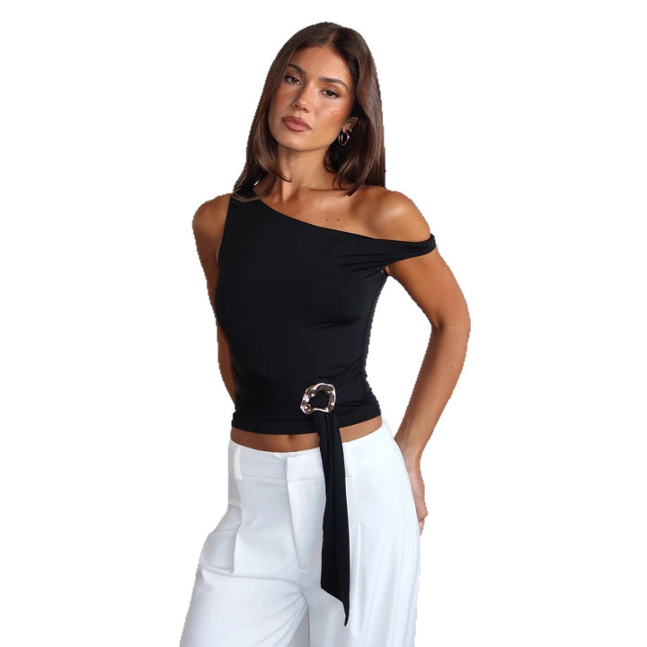 Damen asymmetrisches Oberteil mit Statement-Bund Drune