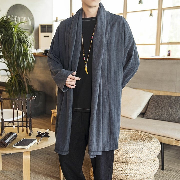 Herren lässige Kimono-Jacke mit elegantem Schnitt und weichem Gewebe Drune