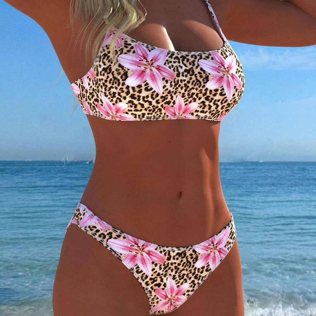 Damen Bikini-Set mit floralem Leopardenmuster und komfortablem Schnitt Drune