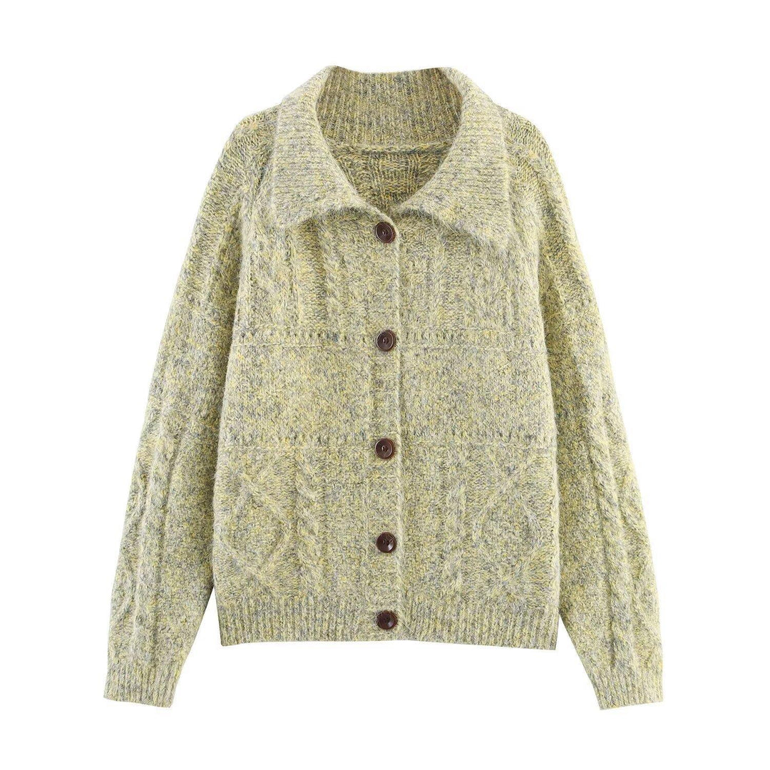 Damen Strickjacke mit weichem Stoff und großen Knöpfen Drune