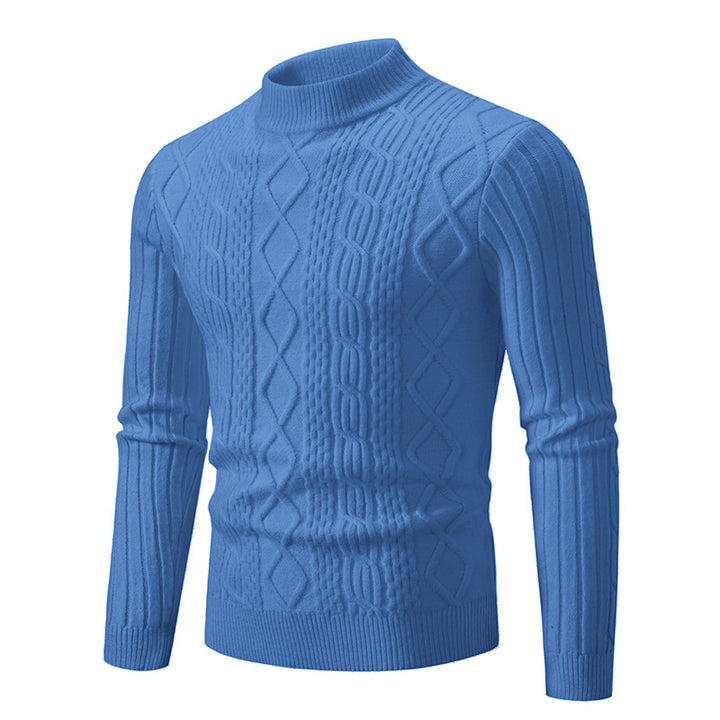 Herren nan gerippter Zopfmuster-Rollkragenpullover Slim Fit Drune