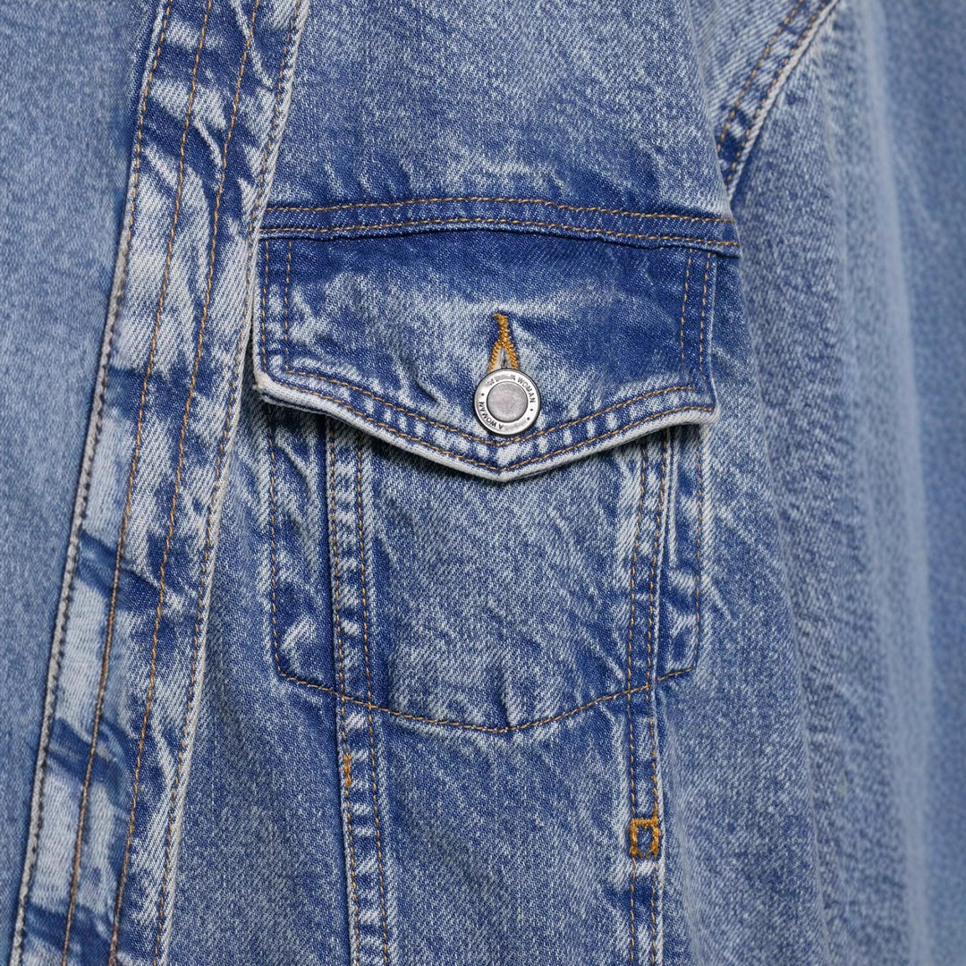 Damen lässige Jeansjacke mit abnehmbaren Taschen Drune