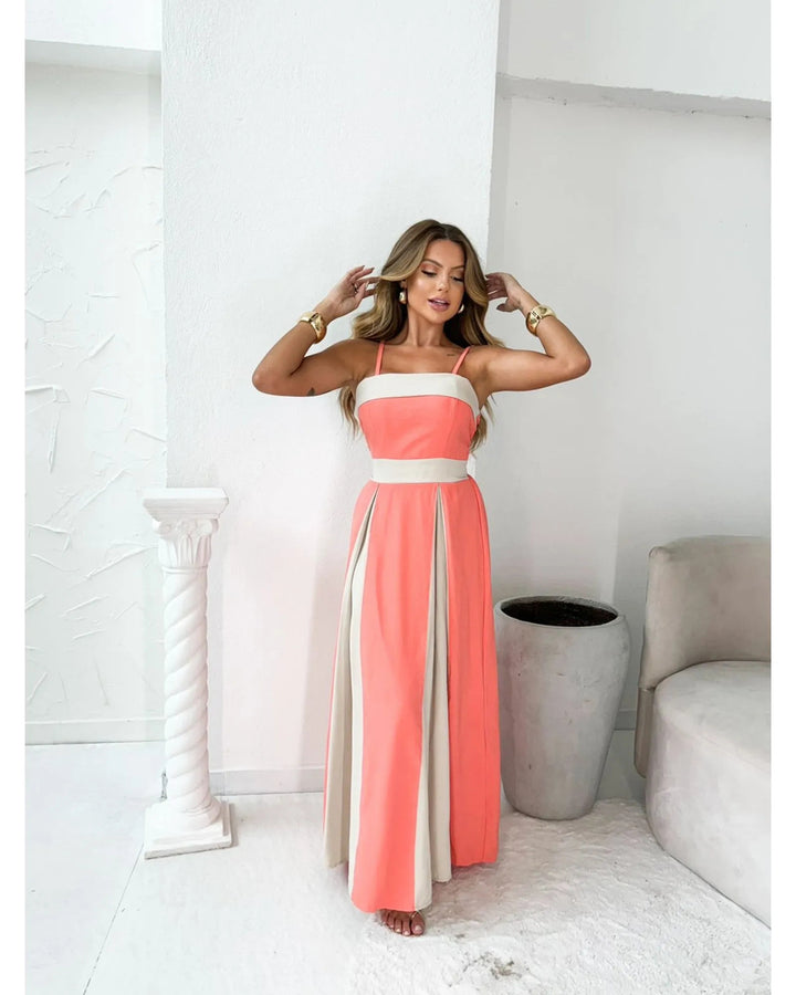Damen Maxikleid mit eleganten Drapierungen Drune