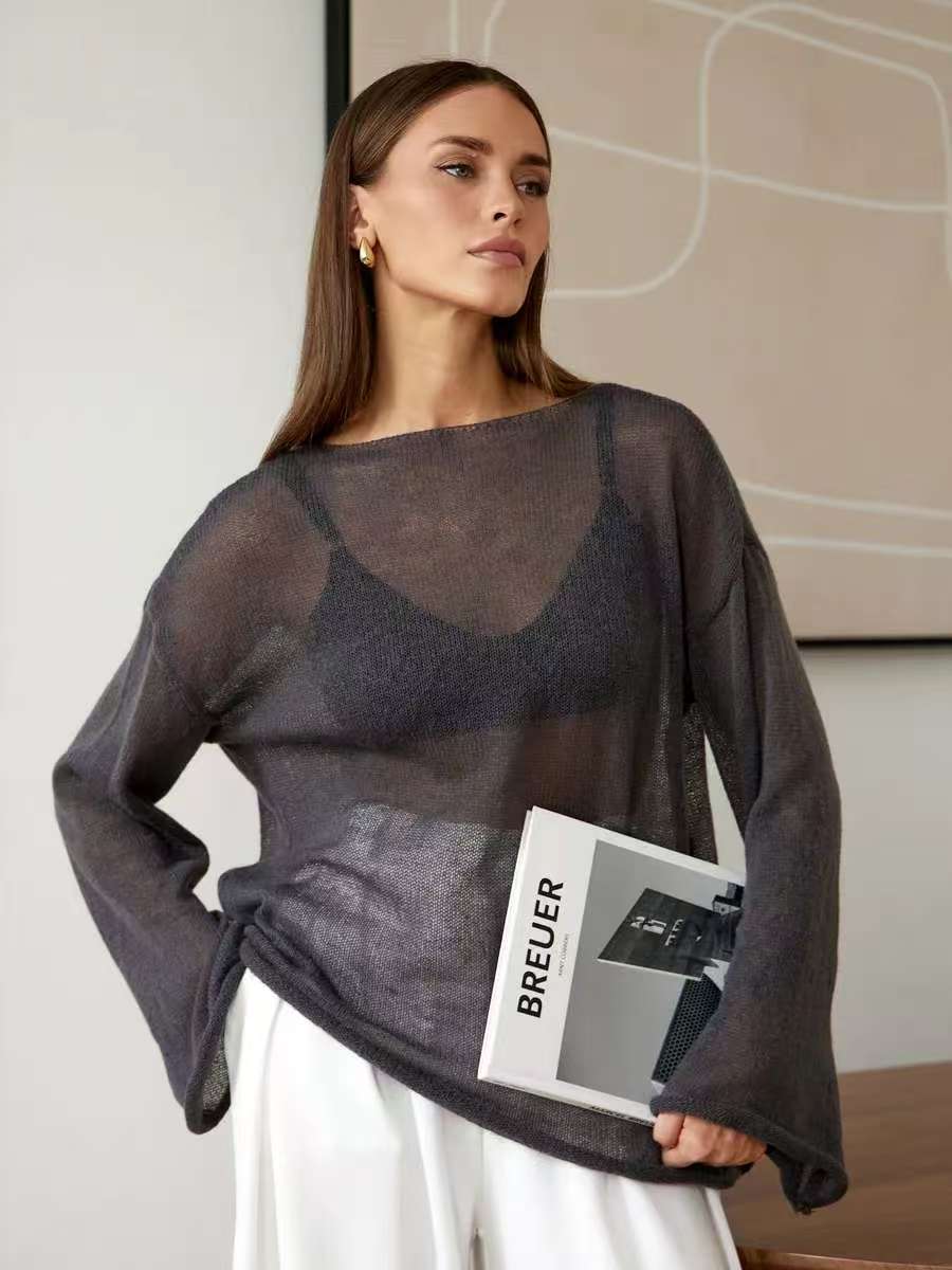 Damen luftiger Oversized-Strickpullover mit weitem Schnitt Drune