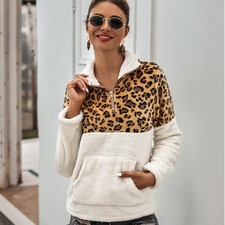 Damen Teddyjacke im trendigen Leo-Design und kuscheligem Material Drune