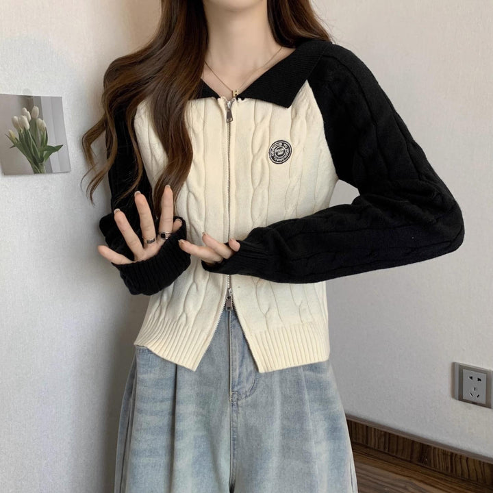 Damen Stilvolle Strickjacke mit Reißverschluss Drune