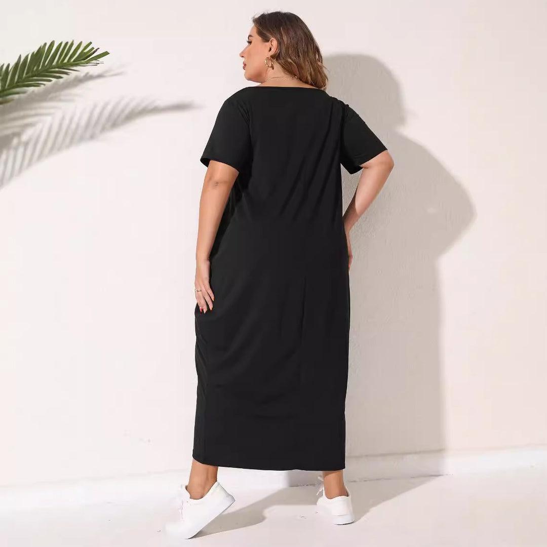 Damen lässiges Maxikleid mit seitlichen Taschen und bequemem Schnitt Drune