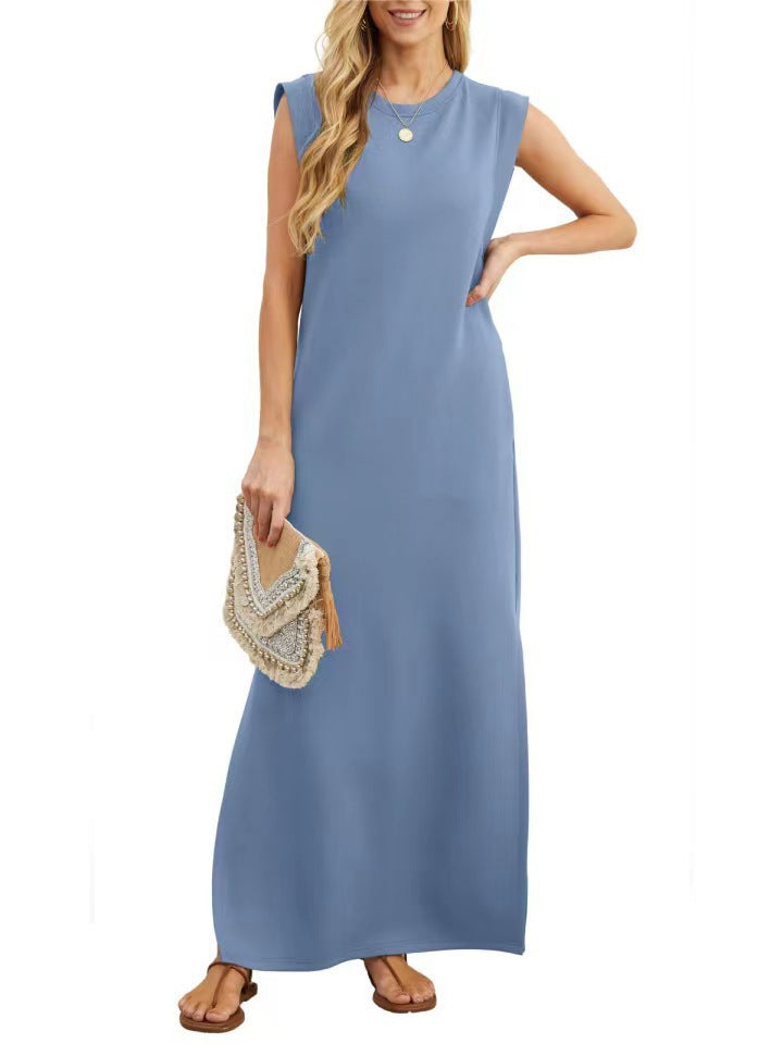 Damen Maxikleid mit modernen Schulterdetails und fließendem Schnitt Drune