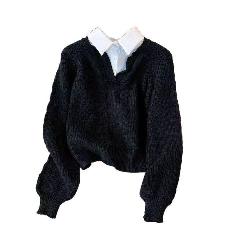 Damen Grobstrickpullover mit V-Ausschnitt und Drahtoptik Drune