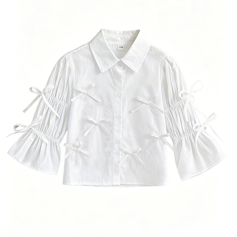 Mädchen Bluse mit Rüschendetails und Schleifen Drune