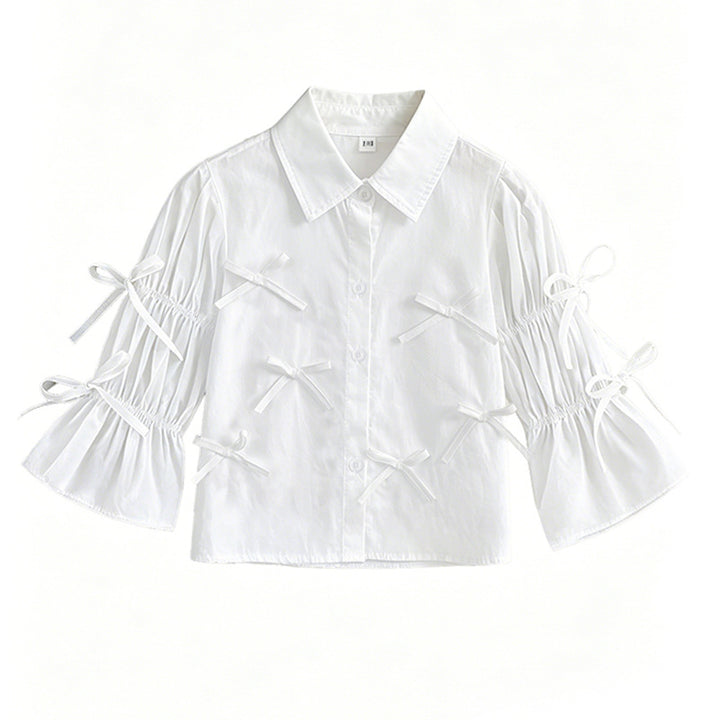 Mädchen Bluse mit Rüschendetails und Schleifen Drune