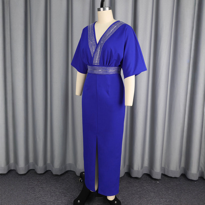 Damen elegantes Maxi-Kleid mit Pailletten und Schlitz Drune