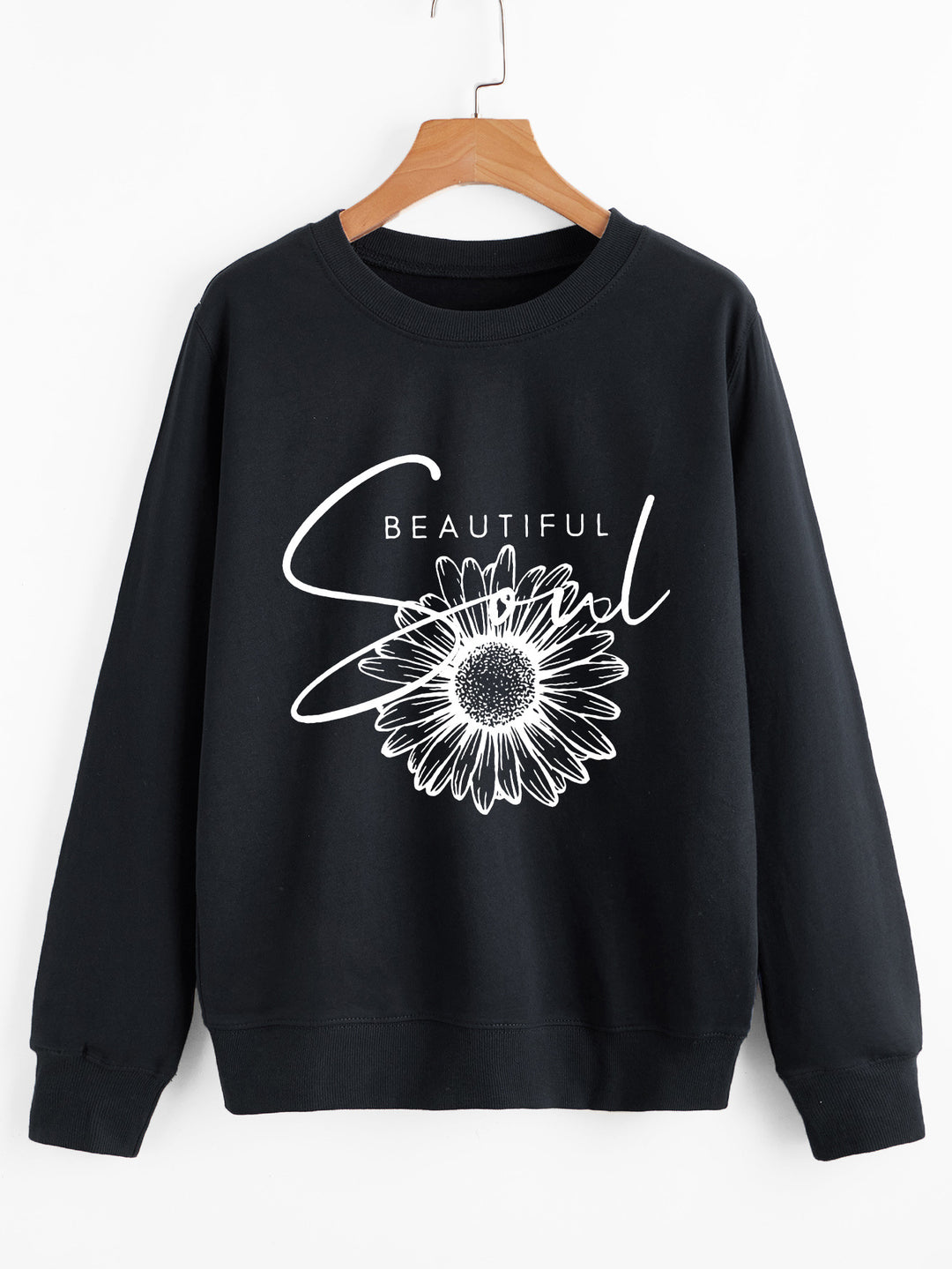 Damen Sweatshirt mit floralem Motiv und inspirierendem Schriftzug Drune