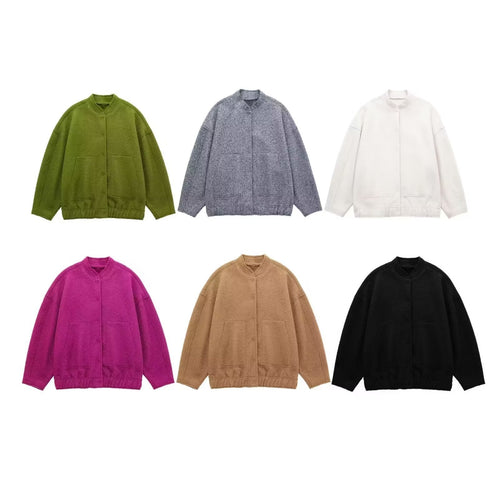 Damen Kuschelige Oversized-Jacke aus flauschigem Material mit praktischen Taschen Drune