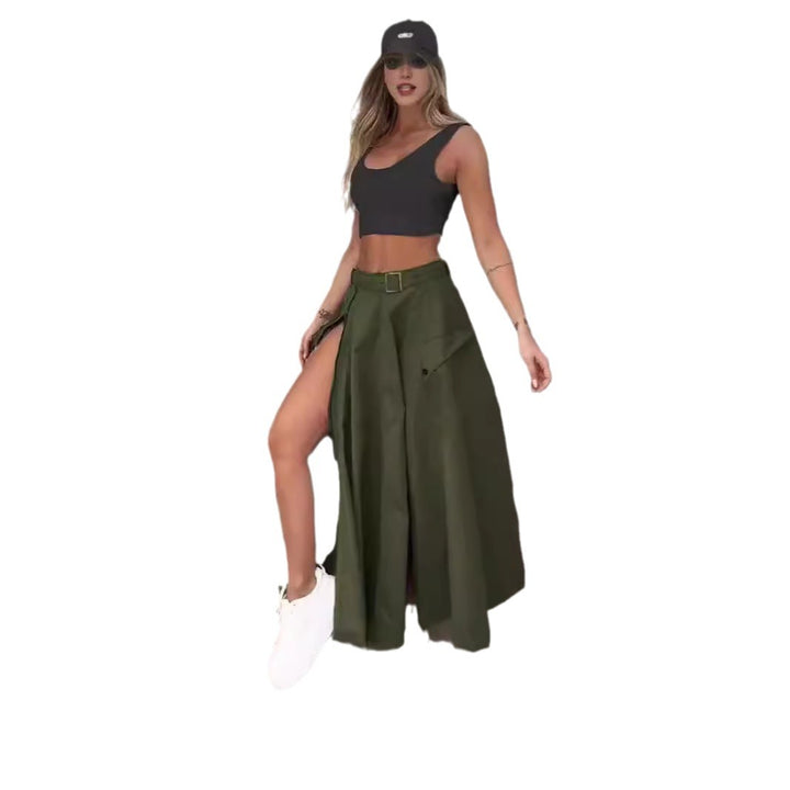 Damen Eleganter Rock mit hohe Taille und seitlichem Schlitze Drune