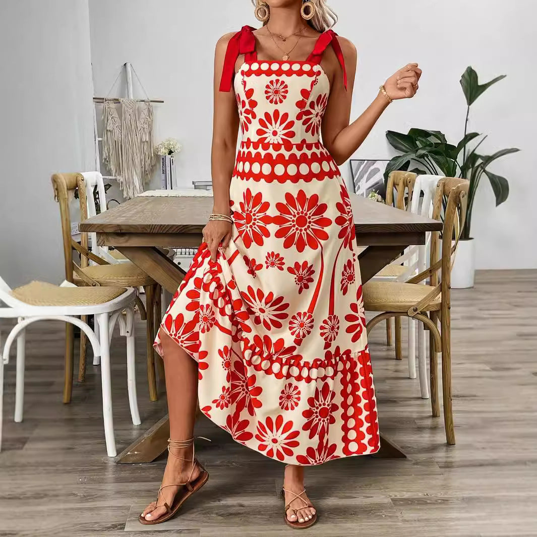Damen Floral Print Maxikleid Drune