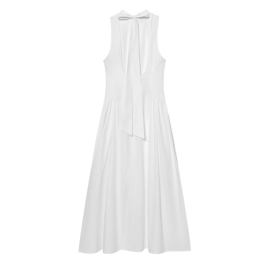 Damen Maxikleid mit elegantem Rundhalsdesign und fließendem Schnitt Drune