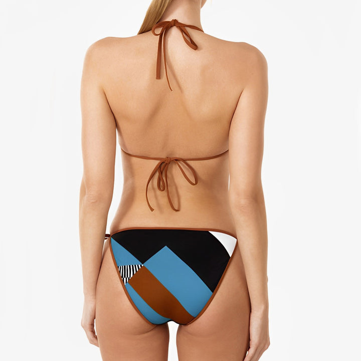 Damen Triangel-Bikini mit modernem Grafikdesign und verstellbaren Schnüren Drune