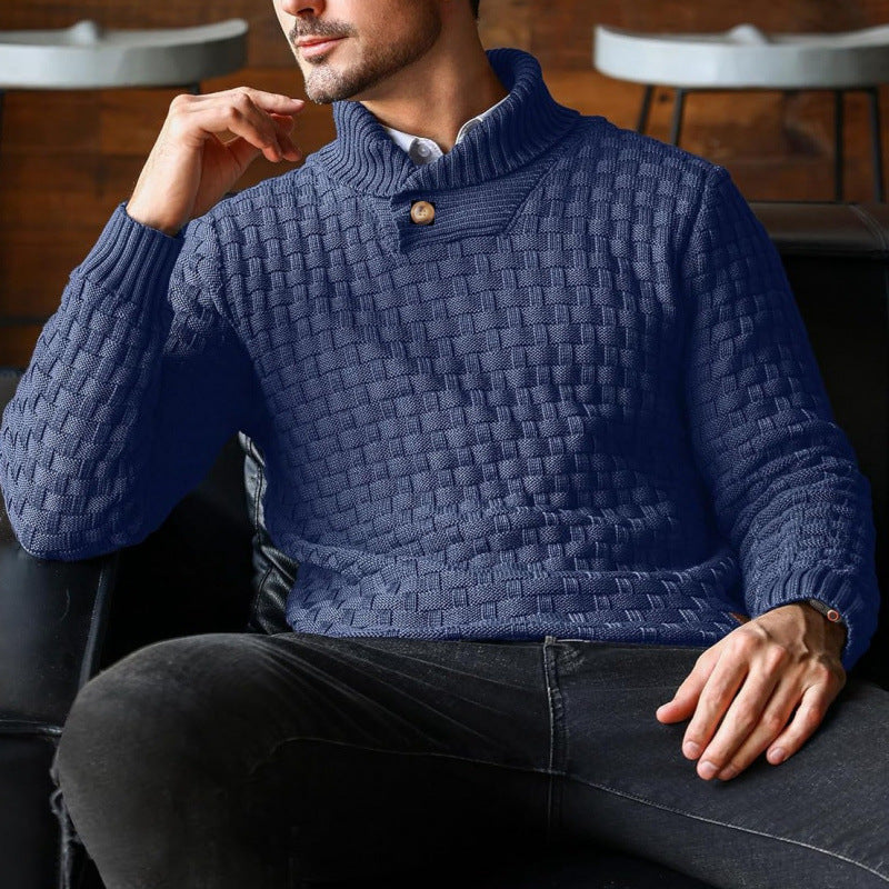 Herren Strickpullover mit Strukturiertem Muster und Modernem Stehkragen Drune