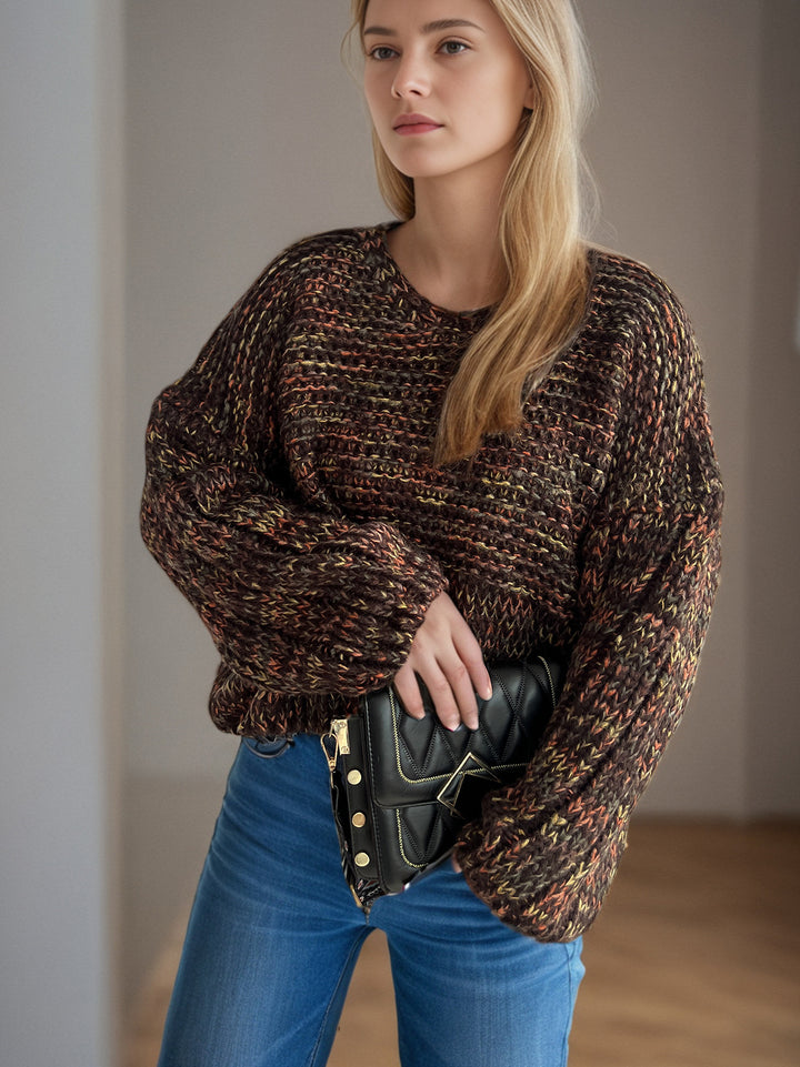 Damen lässiger Strickpullover mit weitem Schnitt und eleganten Ärmelabschlüssen Drune