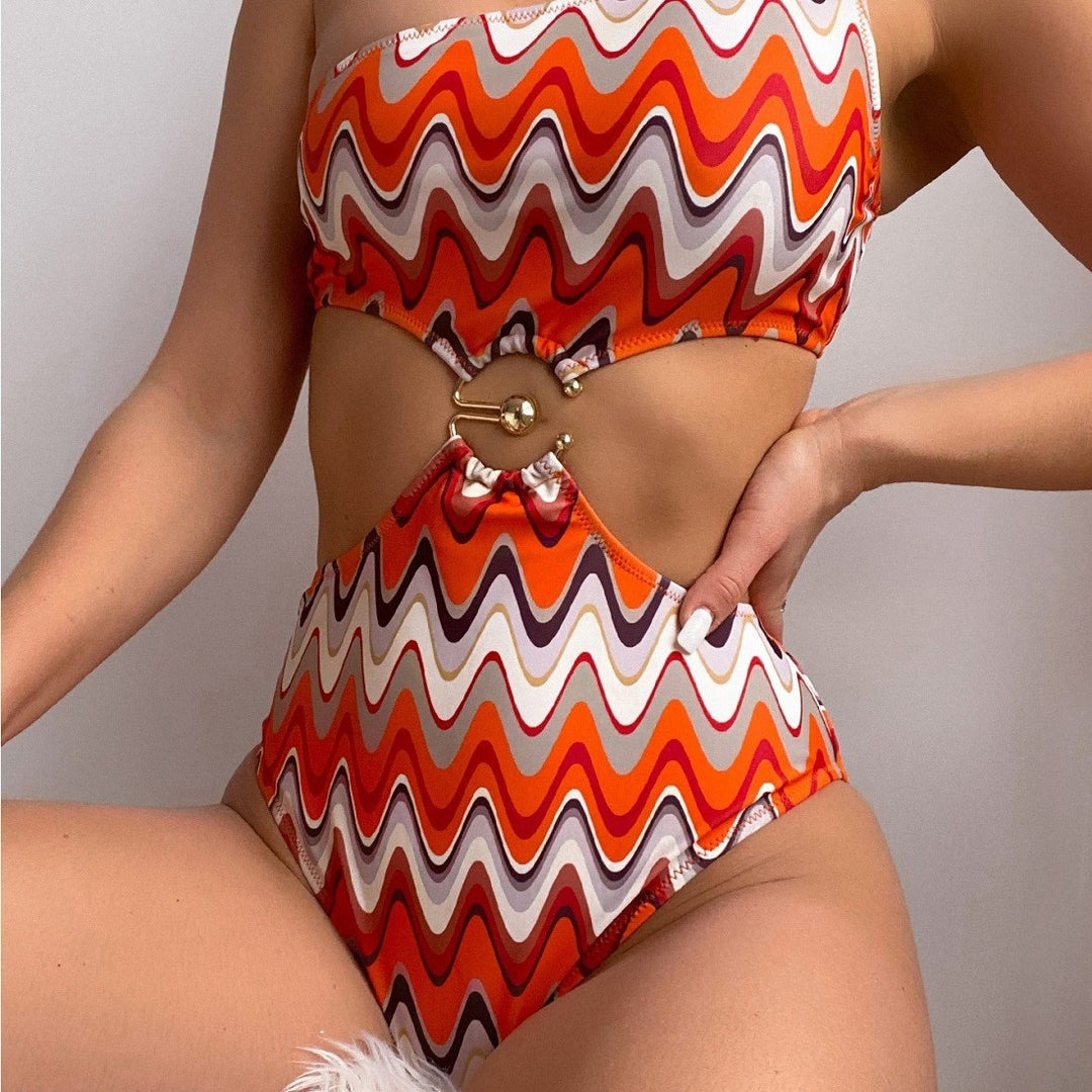 Damen Designer Badeanzug mit asymmetrischem Schnitt und sexy Cut-Outs Drune