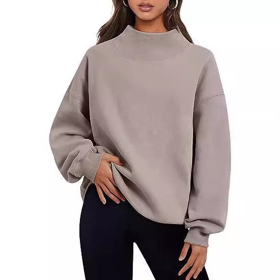 Damen Oversized Sweatshirt mit hochgeschlossenem Kragen und lässigem Schnitt Drune