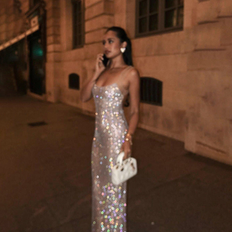 Damen Glitzerndes Maxikleid mit glamourösem Schnitt Drune