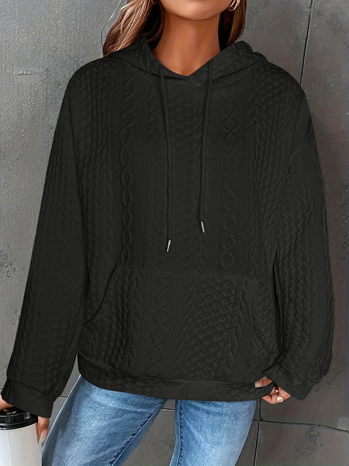 Damen Kuscheliger Strickpullover mit Kapuze und Details im Waffelmuster Drune