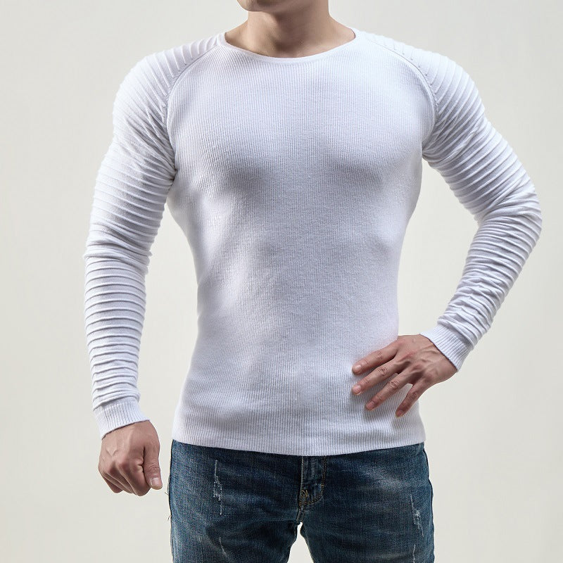 Herren moderner Langarmpullover mit strukturiertem Design und ribbeliertem Ärmel Drune