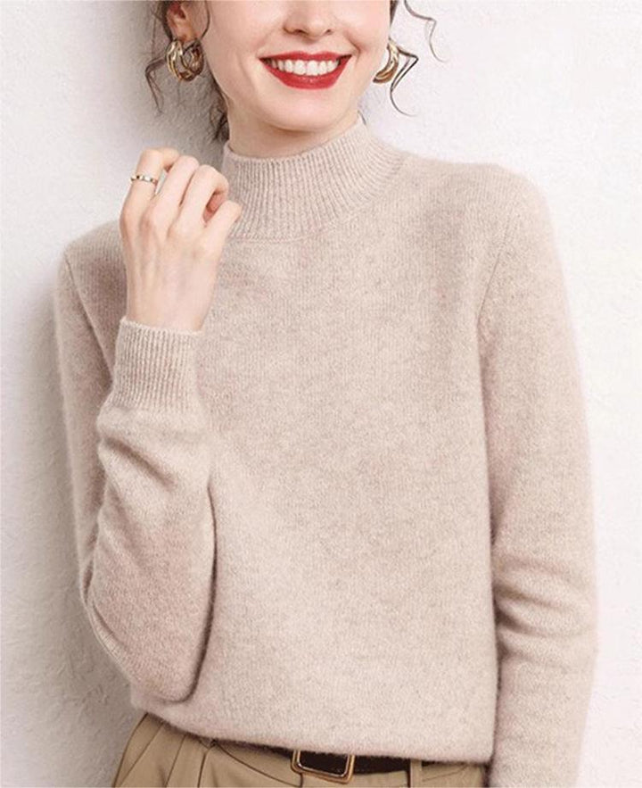 Damen kaschmirähnlicher Pullover mit Stehkragen und schmalen Ärmeln Drune