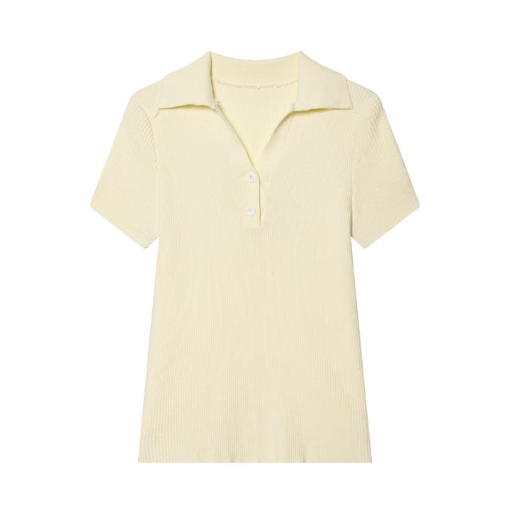 Damen kurzärmliges Poloshirt aus weichem Strickstoff Drune