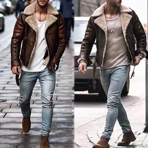 Herren Bikerjacke mit weichem Futter und robustem Reißverschluss Drune