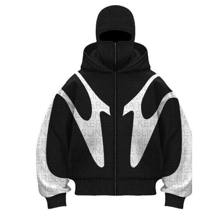 Damen stylische Kapuzenjacke mit kontrastierenden Farbblockierungen und hohem Kragen Drune