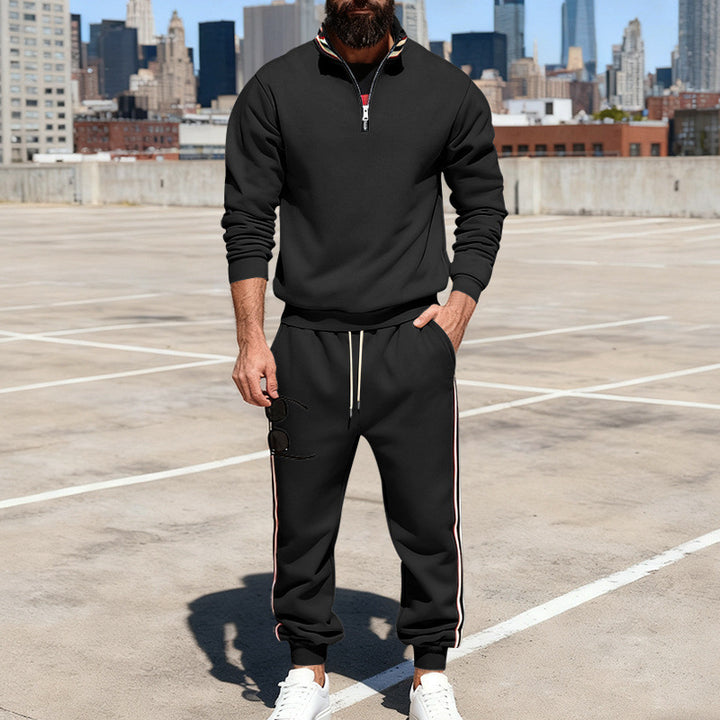 Herren nan stylisches Jogginganzug-Set mit Halbzip, gestreiften Seitenstreifen und konischer Joggerhose Drune