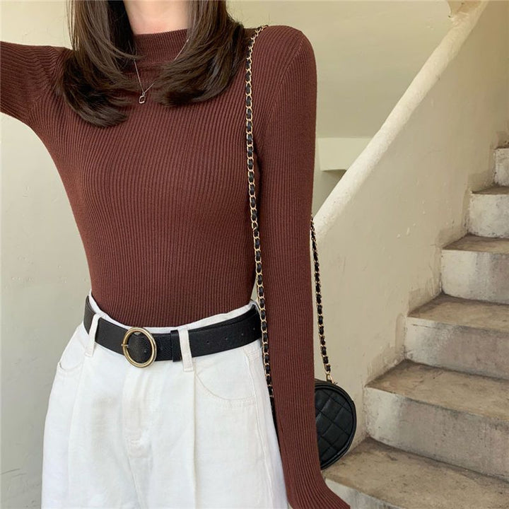 Damen modischer Rollkragenpullover im Rippstrick-Design Drune