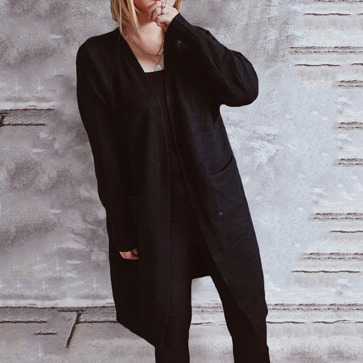 Damen lässiger Strickcardigan mit praktischen Taschen und offenem Schnitt Drune