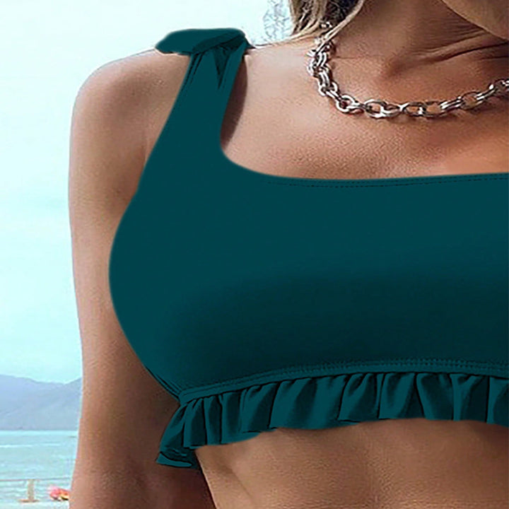 Damen Bikini-Set mit asymmetrischem Oberteil und verspieltem Rüschensaum Drune