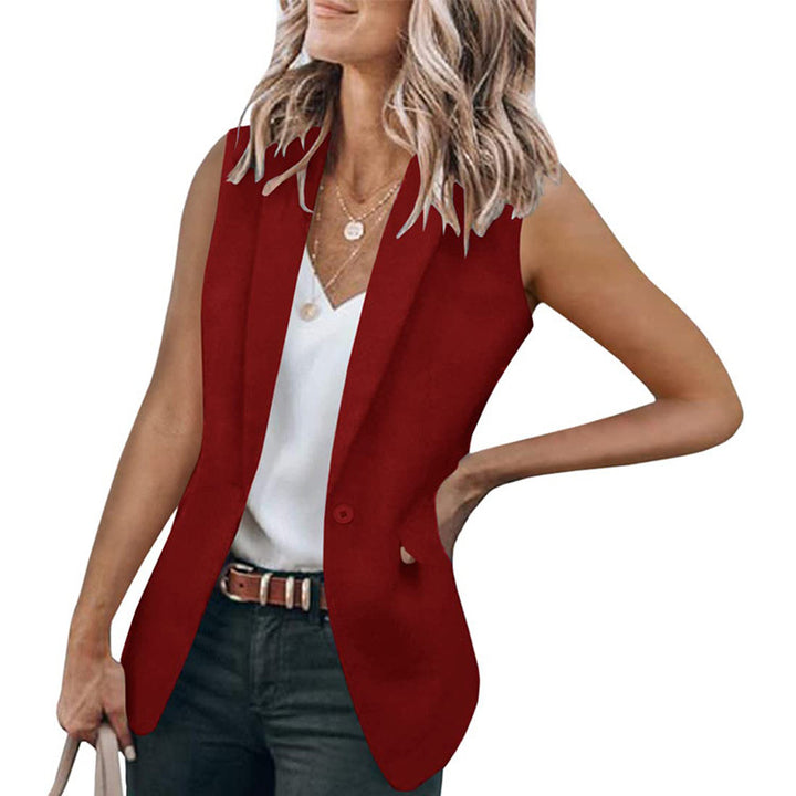 Damen ärmellose Blazer-Jacke mit elegantem Schnitt und Seitentaschen Drune