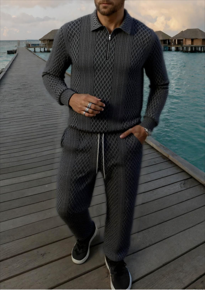 Herren Elegantes Strickanzug aus atmungsaktivem Material mit Stehkragen Drune