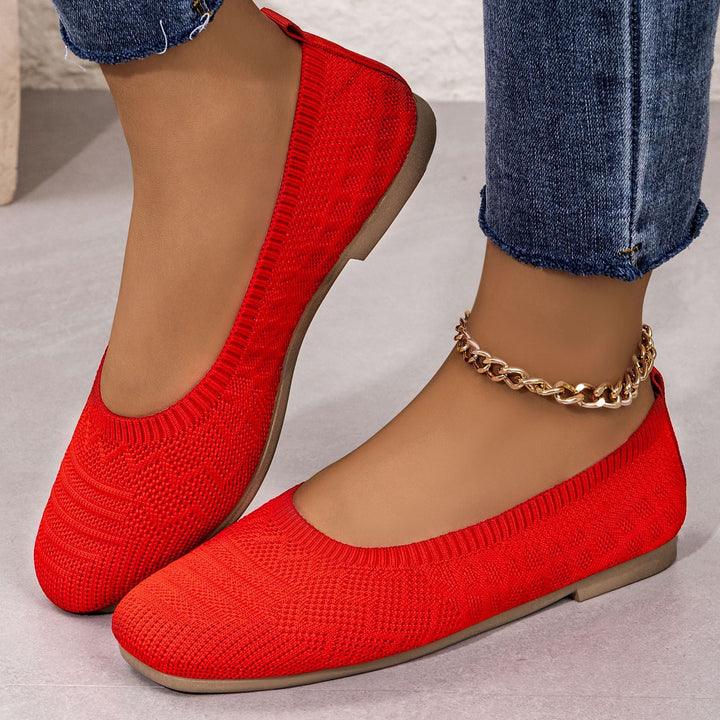 Damen Bequeme Ballerinas aus elastischem Strickmaterial mit flexibler Sohle Drune