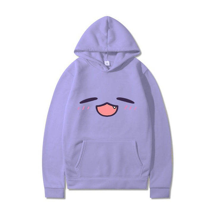 Damen Kapuzenpullover mit fröhlichem Cartoon-Gesicht und bequemer Passform Drune
