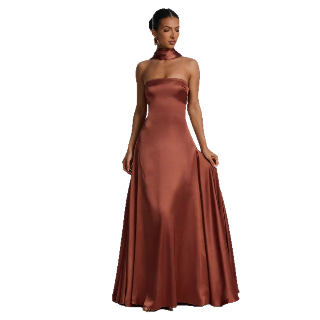 Damen Elegantes und schulterfreies Abendkleid mit fließendem Fall Drune
