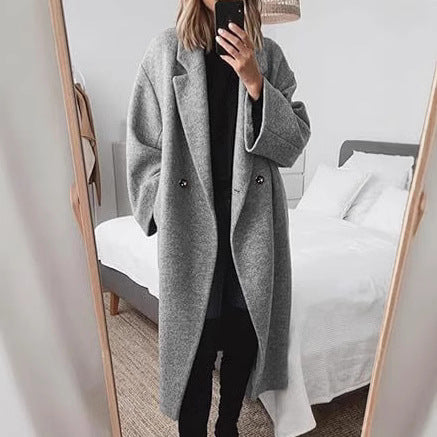 Damen Oversized Wollmantel mit klassischem Revers Drune