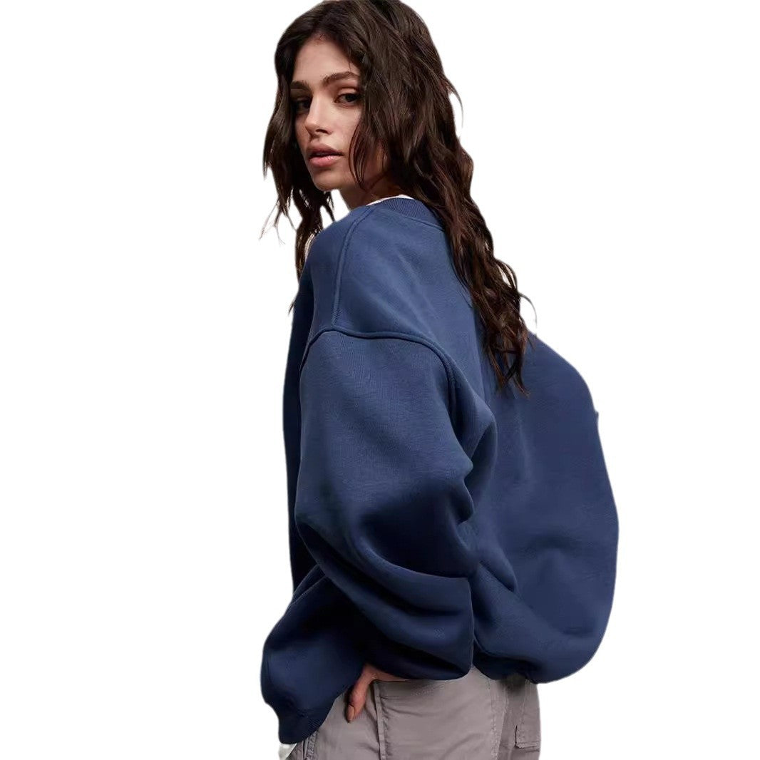 Damen Oversized Sweatshirt im lässigen Stil mit übergroßen Ärmeln und elastischen Bündchen Drune