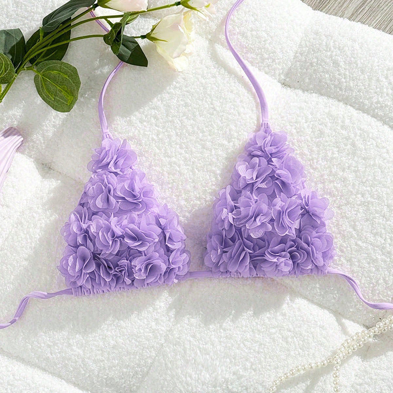 Damen Triangel-Bikini mit floralem Volant-Design Drune