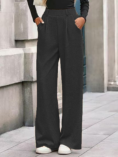 Damen Weite Stoffhose mit hochgezogenem Taillenbund und praktischen Eingrifftaschen Drune