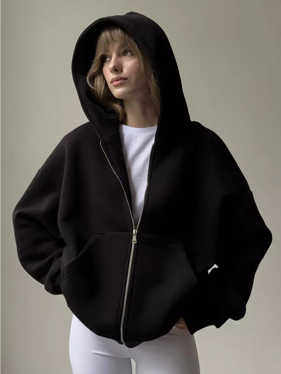 Damen Hoodie mit oversized Passform und durchgehendem Reißverschluss Drune