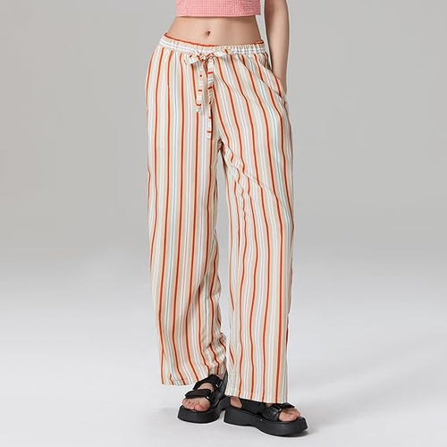 Damen lässige Maxi-Shorts mit verstellbarem Bund und modernem Streifenmuster Drune